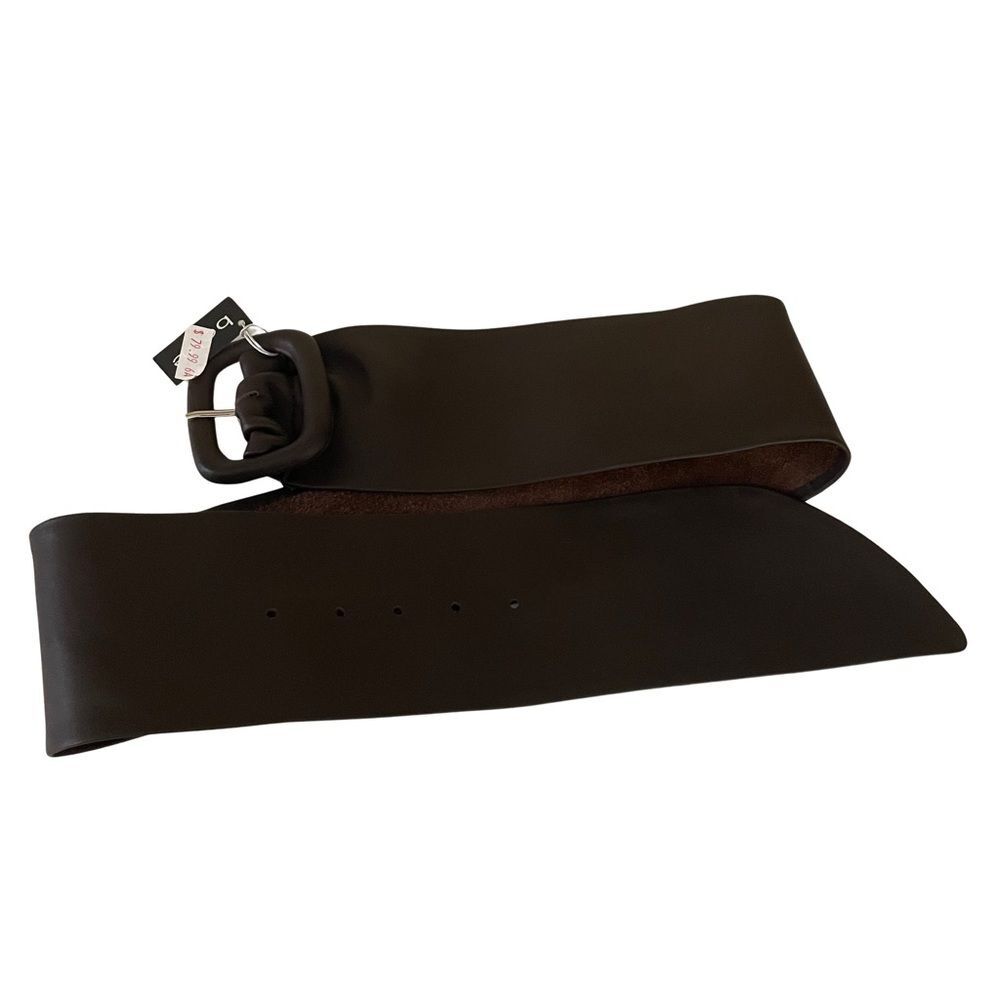 BEBE Genuine Leather Wide Waist Belt Brown Size M/L